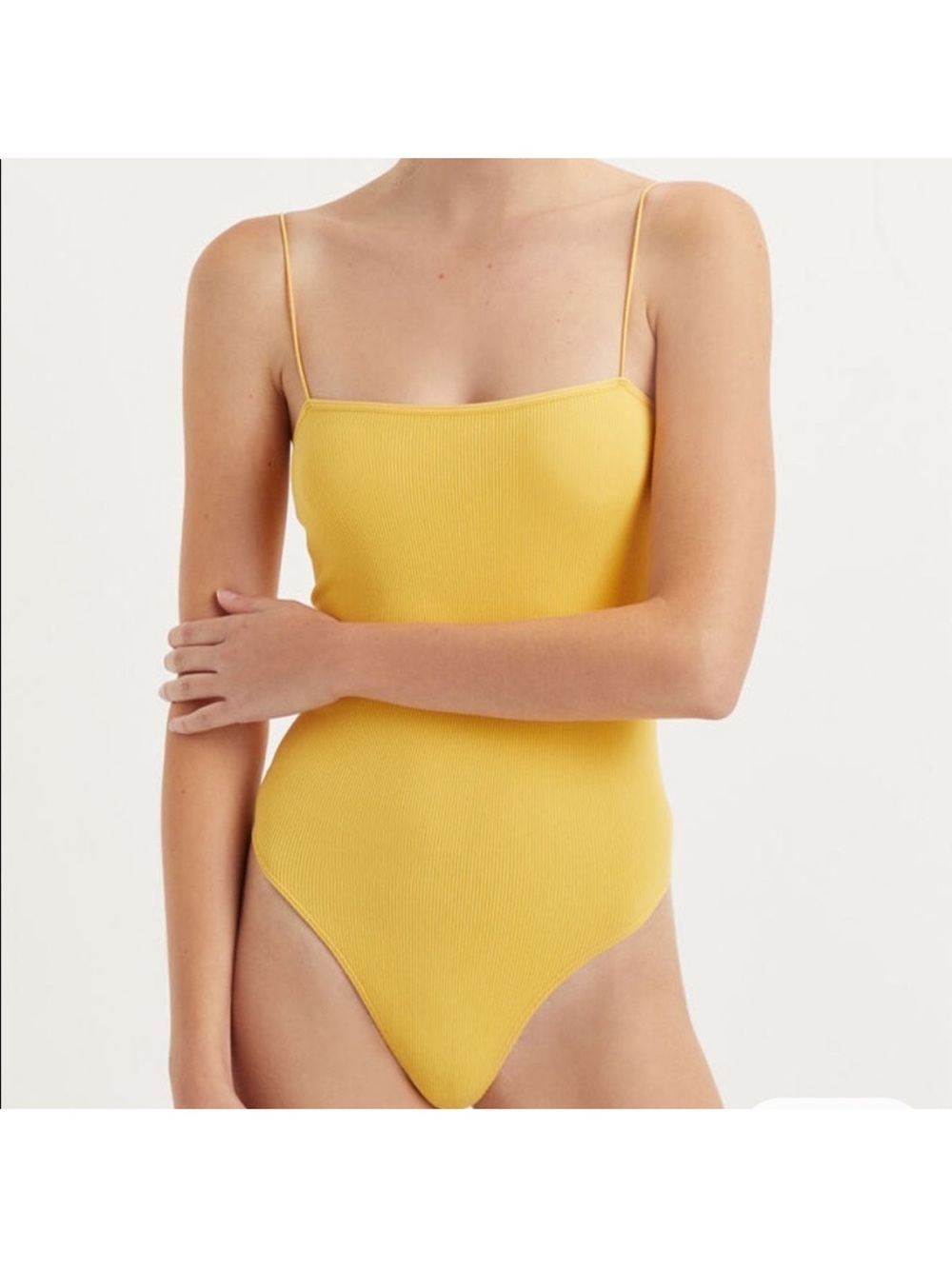 Pacsun Yellow Strappy Ribbed Seamless Bodysuit